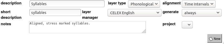 New Syllables layer form