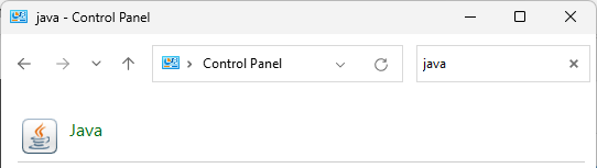 Java in the Control Panel