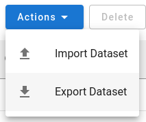 'Export Dataset' option in the 'Actions' menu