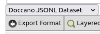 Dropdown box with 'Doccano JSONL Dataset' selected, and an 'Export Format' button below