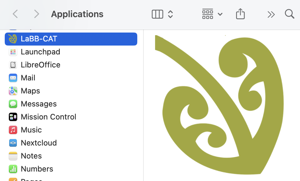 The LaBB-CAT icon in the Applications folder